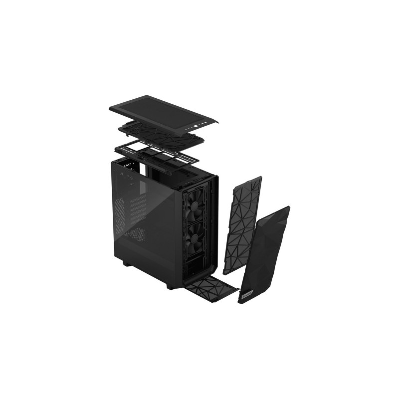 Fractal Design Meshify 2 Compact Black TG Light Tint, Tower-Gehäuse(schwarz, Tempered Glass)