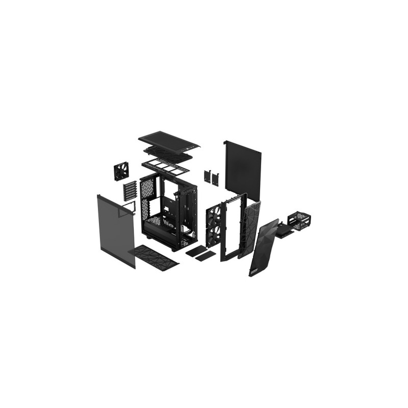 Fractal Design Meshify 2 Compact Black TG Light Tint, Tower-Gehäuse(schwarz, Tempered Glass)