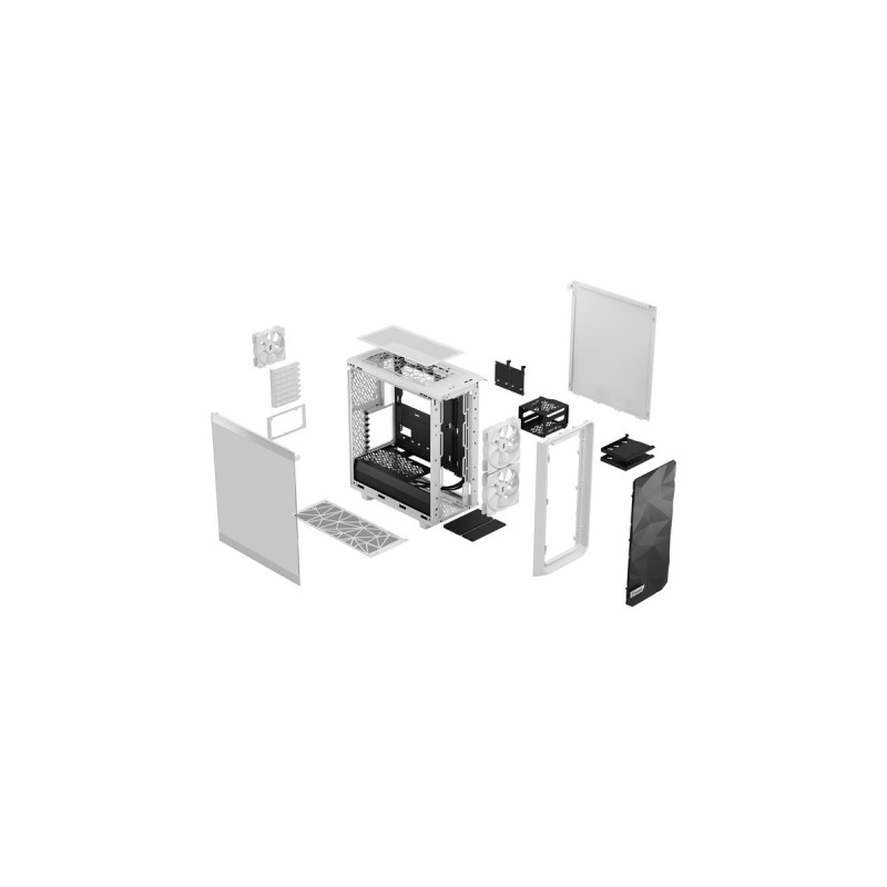 Fractal Design Meshify 2 Compact Lite White TG Clear, Tower-Gehäuse(weiß, Tempered Glass)
