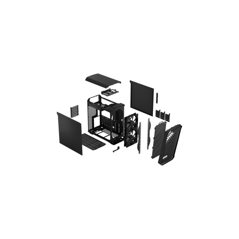 Fractal Design Torrent Compact Black Solid, Tower-Gehäuse(schwarz, Seitenteile aus Stahl)