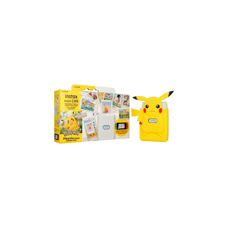 Fujifilm Instax mini Link, Fotodrucker(weiß, Bundle inkl. Pikachu-Hülle)
