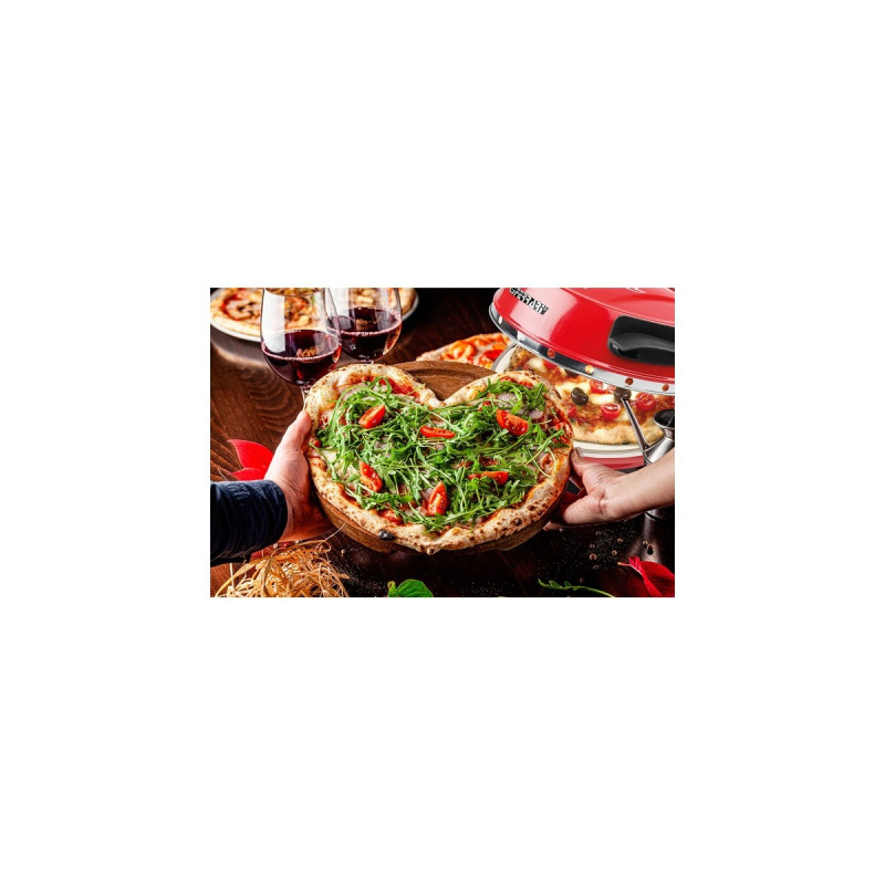 G3 Ferrari Delizia Pizzaofen G10006(rot/schwarz, 1.200 Watt, für Pizza Ø 31cm)