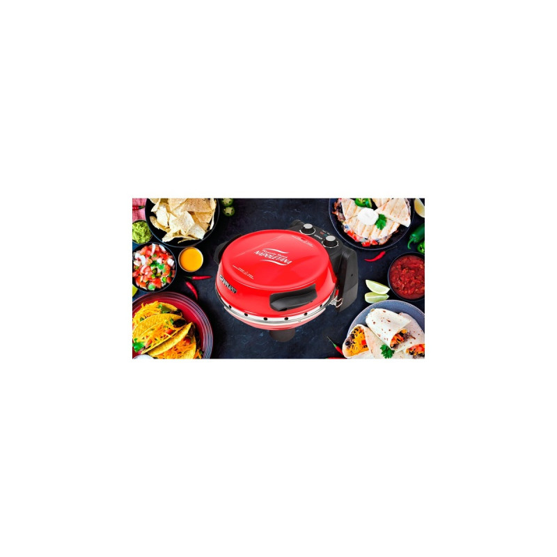 G3 Ferrari Pizzaofen Napoletana(rot, 1.200 Watt, für Pizza Ø 31cm, 2 Steine)