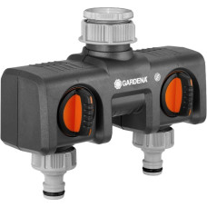 GARDENA 2-Wege-Verteiler 8193-20, Hahnstück(schwarz/grau, 26,5mm (G 3/4"), 33,3mm (G 1“))