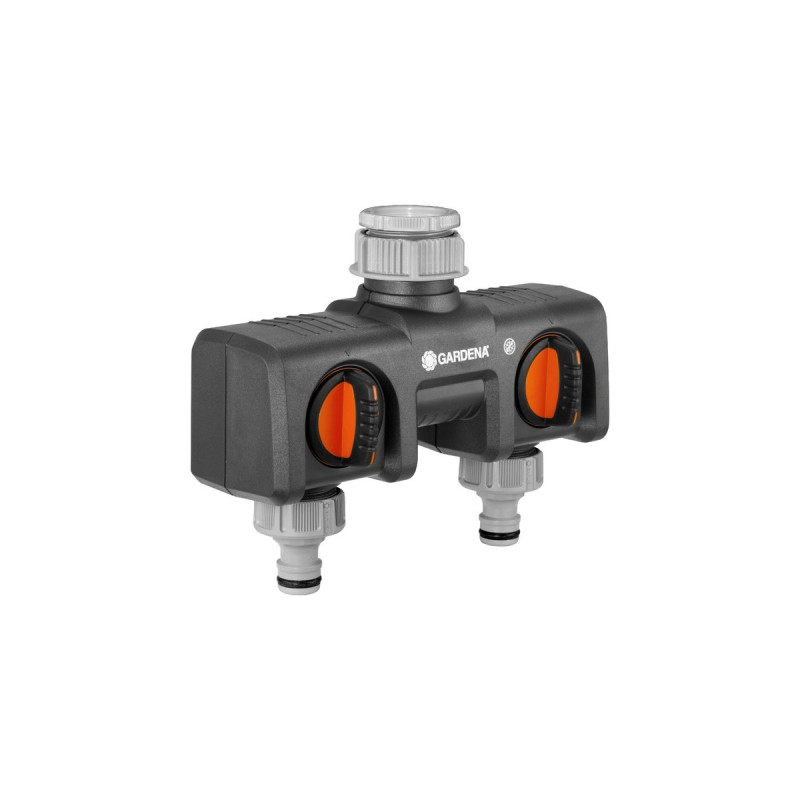 GARDENA 2-Wege-Verteiler 8193-20, Hahnstück(schwarz/grau, 26,5mm (G 3/4