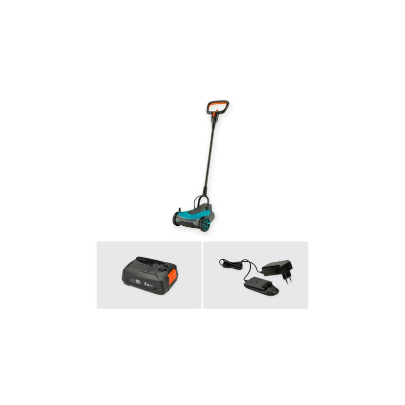 GARDENA Akku-Rasenmäher HandyMower 22/18V P4A, Ready-To-Use Set(grau/türkis, Li-Ion Akku 2,5Ah P4A, POWER FOR ALL ALLIANCE)