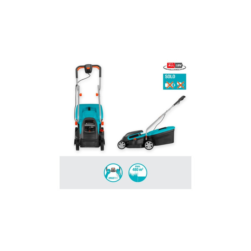 GARDENA Akku-Rasenmäher PowerMax 32/36V P4A solo, 36Volt (2x18V)(schwarz/türkis, ohne Akku und Ladegerät, POWER FOR ALL ALLIANCE)