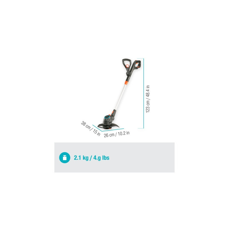 GARDENA Akku-Rasentrimmer ComfortCut 23/18V P4A solo(grau/orange, ohne Akku und Ladegerät, POWER FOR ALL ALLIANCE)