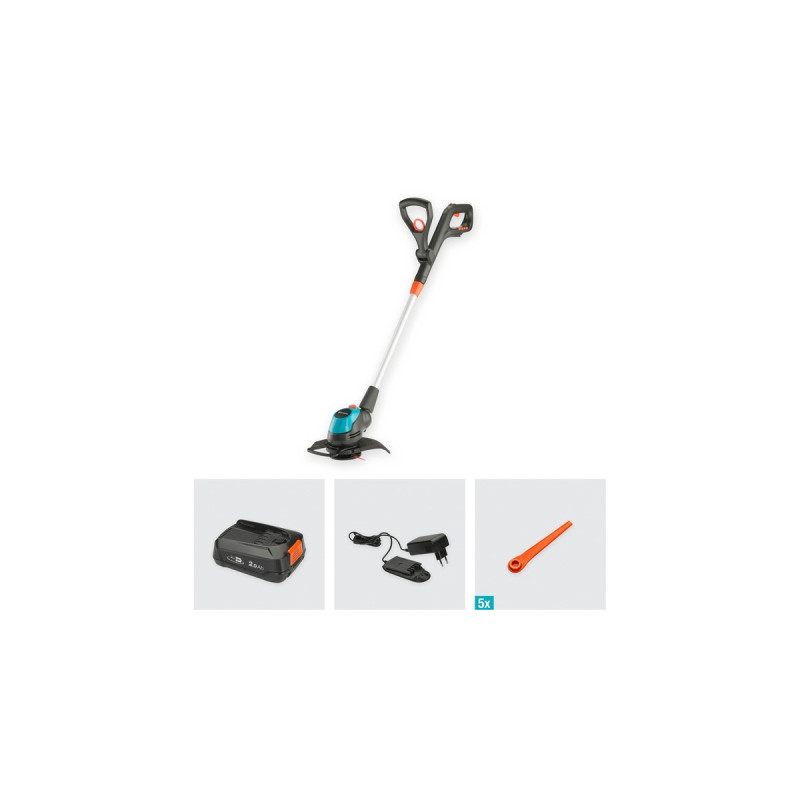 GARDENA Akku-Rasentrimmer EasyCut 23/18V P4A, Ready-To-Use Set(grau/türkis, Li-Ion Akku 2,0Ah P4A, POWER FOR ALL ALLIANCE)