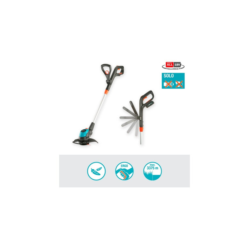 GARDENA Akku-Rasentrimmer EasyCut 23/18V P4A solo(grau/türkis, ohne Akku und Ladegerät, POWER FOR ALL ALLIANCE)