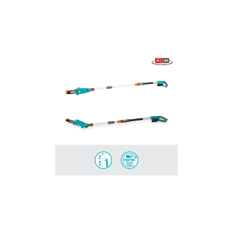 GARDENA Akku-Teleskop-Hochentaster TCS 20/18V P4A, Ready-To-Use Set(türkis/grau, Li-Ion Akku 2,5Ah P4A, POWER FOR ALL ALLIANCE)