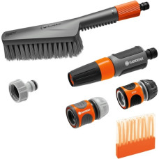 GARDENA Cleansystem Grundausstattung mit Handbürste S soft, Waschbürste(grau/orange, inkl. 10 Seifenstäbchen, Reinigungsspritze, Verbinder)