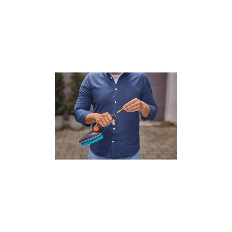 GARDENA Cleansystem Handbürste M hard, Waschbürste(grau/türkis, umlaufende Weichkunststoffleiste)