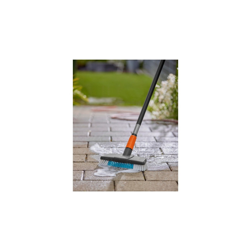 GARDENA Cleansystem Stielbürste hard, Waschbürste(grau/türkis, Arbeitsbreite 27cm)