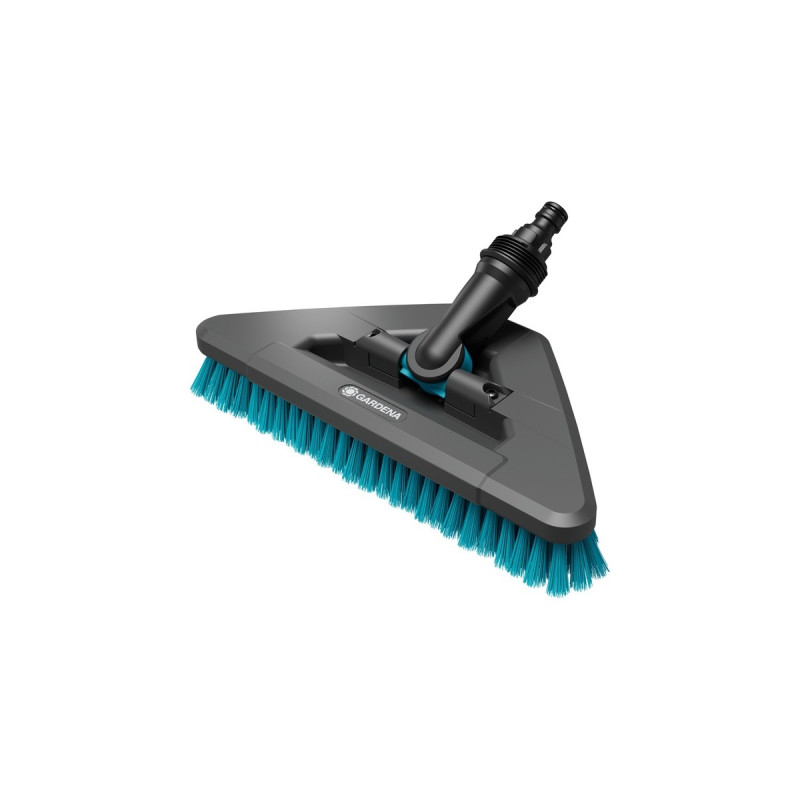 GARDENA Cleansystem Stielbürste hard flex, Waschbürste(grau/türkis, 360° Drehgelenk)