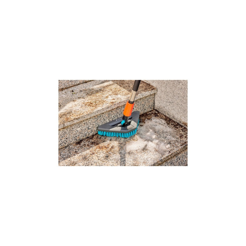GARDENA Cleansystem Stielbürste hard flex, Waschbürste(grau/türkis, 360° Drehgelenk)