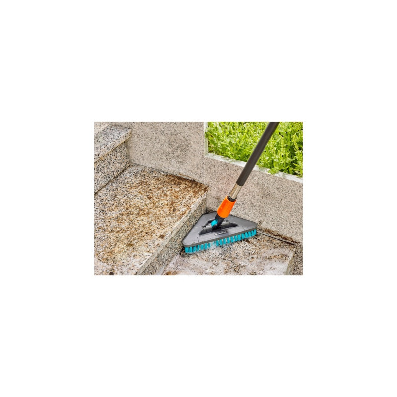 GARDENA Cleansystem Stielbürste hard flex, Waschbürste(grau/türkis, 360° Drehgelenk)