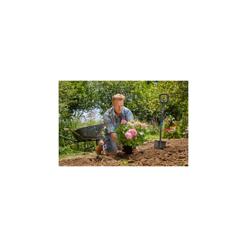 GARDENA ErgoLine Teleskop-Spaten(grau/türkis, Länge 106cm - 126cm)