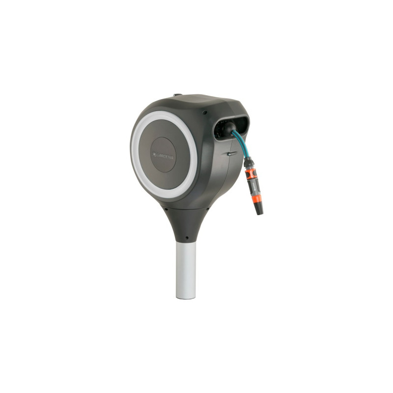 GARDENA Garten-Schlauchbox RollUp M, 20 Meter, Schlauchtrommel(grau, mit Erdspieß)