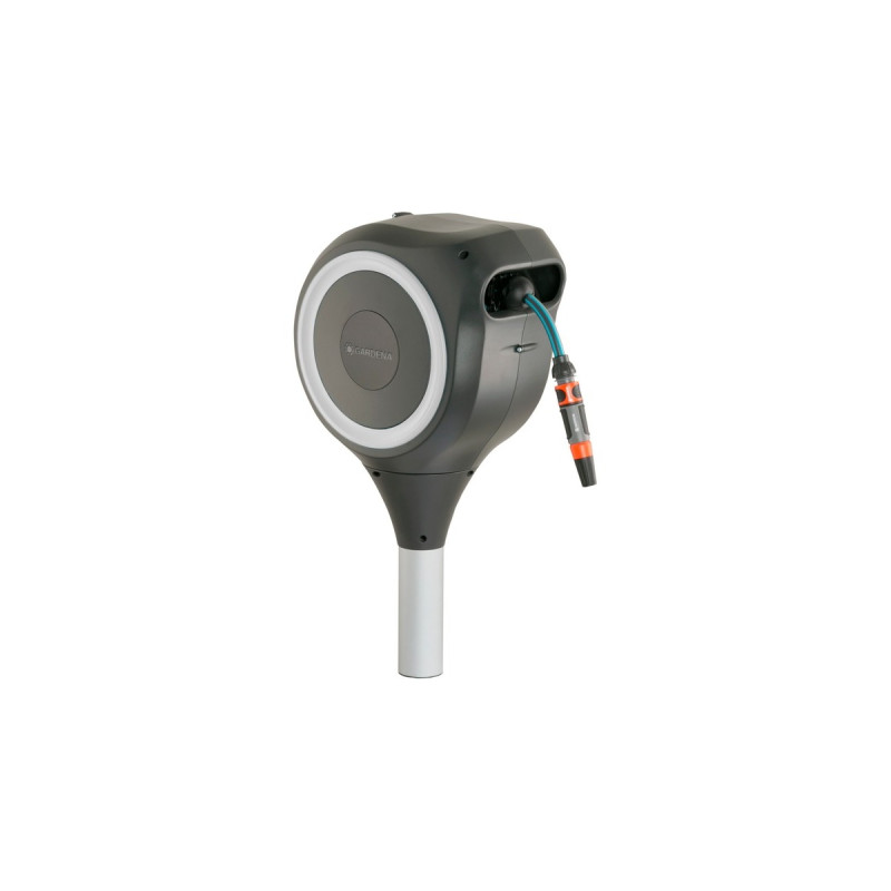 GARDENA Garten-Schlauchbox RollUp S, 15 Meter, Schlauchtrommel(grau, mit Erdspieß)