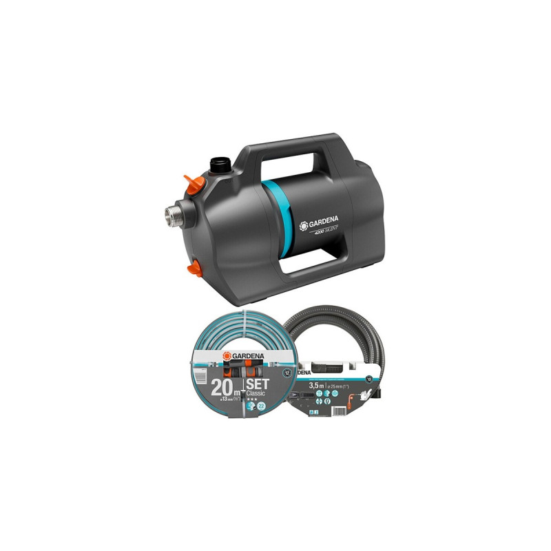 GARDENA Gartenpumpe 4200 Silent Set(dunkelgrau/türkis, 600 Watt, Modell 2023)