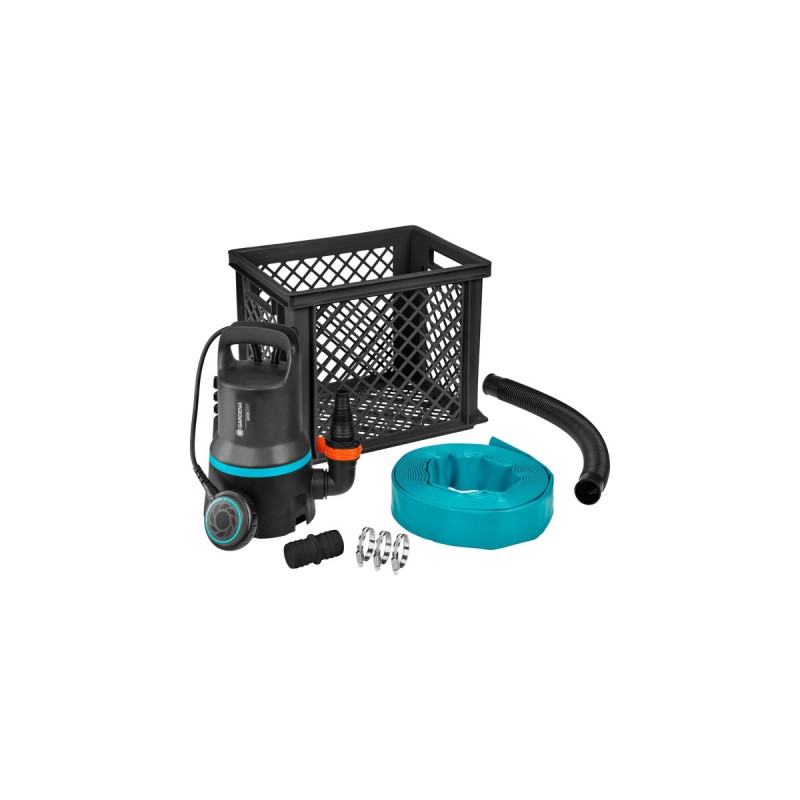 GARDENA Hochwasser-Set 9000, Tauch- / Druckpumpe(schwarz/türkis, 300 Watt)