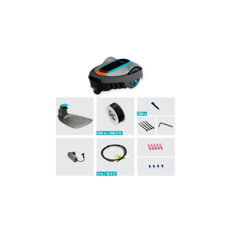 GARDENA Mähroboter SILENO city 600m²(grau/türkis, Li-Ionen Akku 2,0Ah)