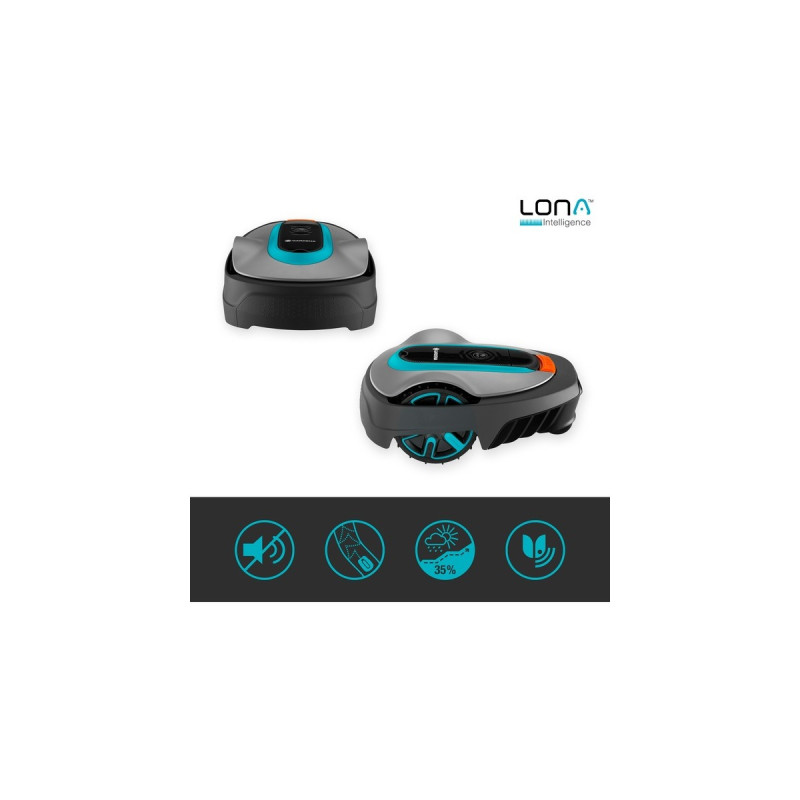 GARDENA Mähroboter smart SILENO city 600m² Set(grau/türkis, Li-Ionen Akku 2,1Ah, mit smart Gateway, LONA-Technologie)