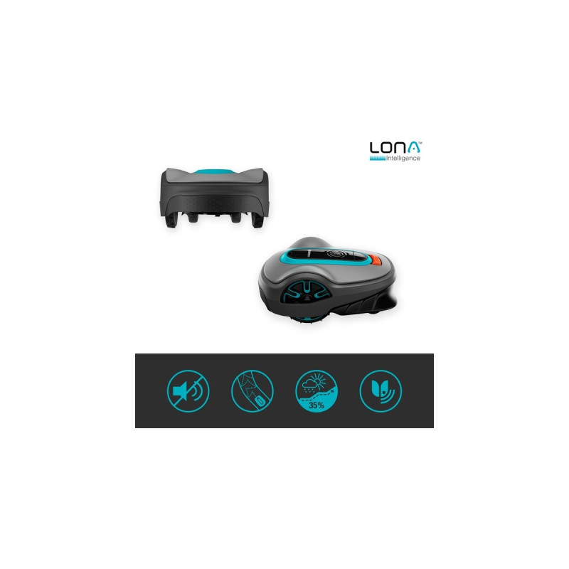 GARDENA Mähroboter smart SILENO life 1.000m² Set(grau/türkis, Li-Ionen Akku 2,1Ah, LONA-Technologie)