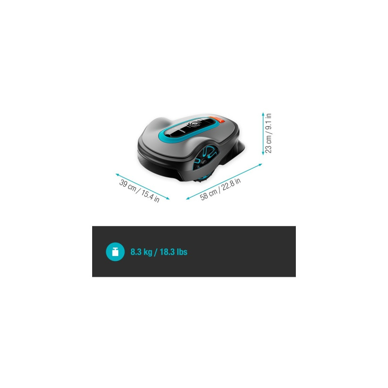 GARDENA Mähroboter smart SILENO life 1.000m² Set(grau/türkis, Li-Ionen Akku 2,1Ah, LONA-Technologie)
