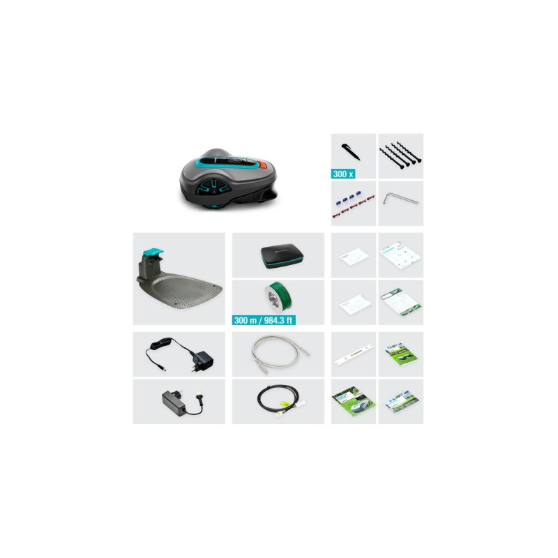GARDENA Mähroboter smart SILENO life 750m² Set(grau/türkis, Li-Ionen Akku 2,1Ah, LONA-Technologie)