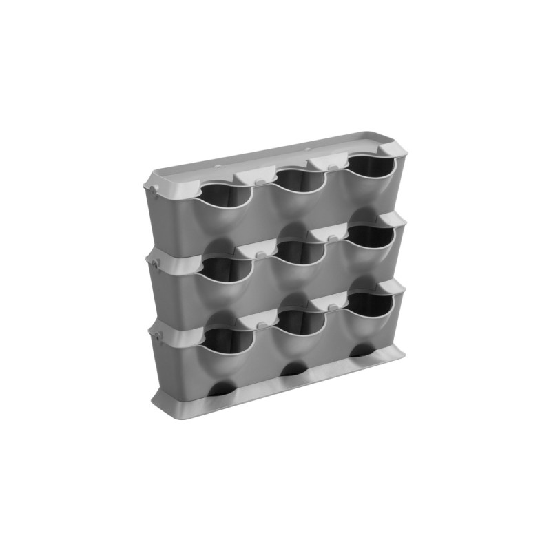 GARDENA NatureUp! Basis Set Vertikal, Pflanzbehälter(grau, 3 Reihen, für 9 Pflanzen)