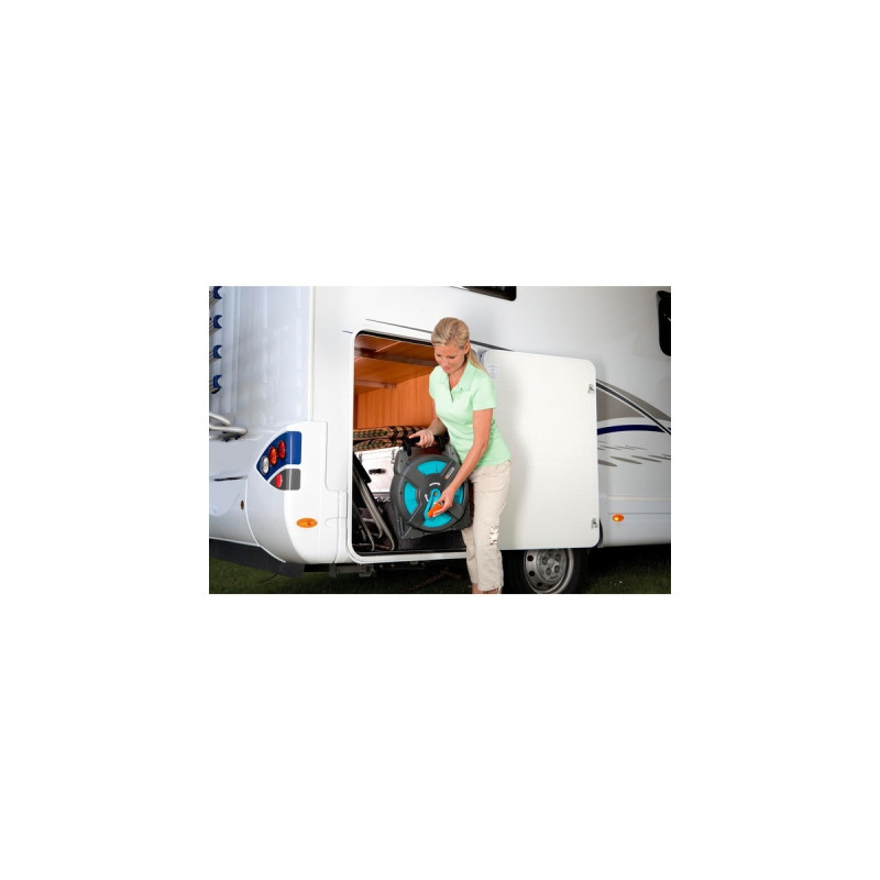 GARDENA Schlauchbox Classic 15 Set, mit Schlauch, Systemteilen und Spritze, Schlauchtrommel(grau/türkis, 15 Meter + 1,5 Meter)