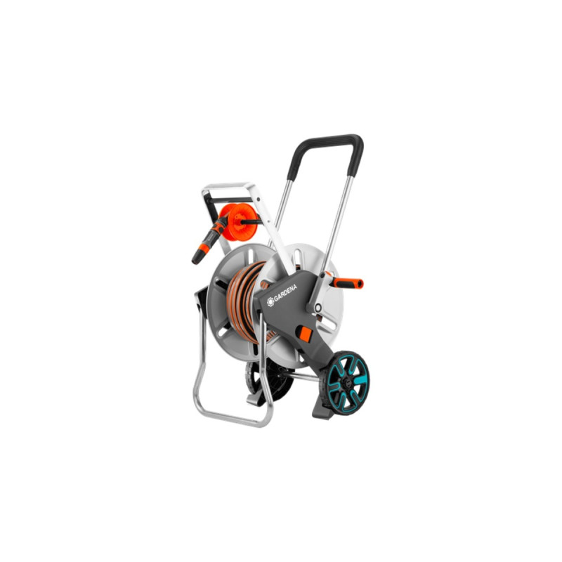GARDENA Schlauchwagen CleverRoll M Easy Metall Set(grau/orange, 25 Meter, mit Anschlüssen)
