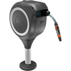 GARDENA Terrassen-Schlauchbox RollUp S, 15 Meter, Schlauchtrommel(grau/weiß, inkl. Reinigungsspritze)