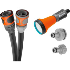 GARDENA Textilschlauch Liano Life 1/2", 10 Meter Set(dunkelgrau/orange, Modell 2023, inkl. Bewässerungsbrause, 2 Hahnverbinder)