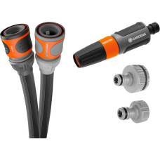 GARDENA Textilschlauch Liano Life 1/2", 30 Meter Set(dunkelgrau/orange, Modell 2023, inkl. Reinigungsspritze, 2 Hahnverbinder)