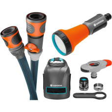 GARDENA Textilschlauch Liano Xtreme 1/2", 10 Meter Set + Indoor-Adapter + Tasche(dunkelgrau/orange, Modell 2023, inkl. Bewässerungsbrause, Regulierventil)