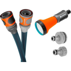 GARDENA Textilschlauch Liano Xtreme 1/2", 15 Meter Set(dunkelgrau/orange, Modell 2023, inkl. Bewässerungsbrause, 2 Hahnverbinder)