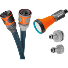 GARDENA Textilschlauch Liano Xtreme 1/2", 15 Meter Set + Wandhalter(dunkelgrau/orange, Modell 2023, inkl. Reinigungsspritze, 2 Hahnverbinder)