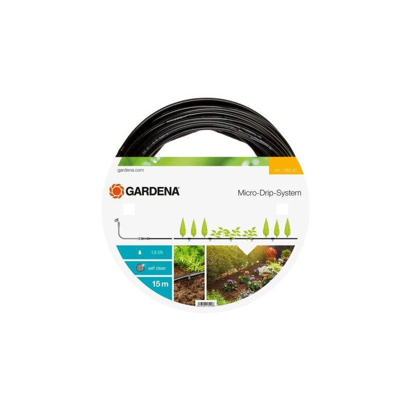 GARDENA Tropfrohr oberirdisch 4,6mm, Tropfer(schwarz, 15 Meter)