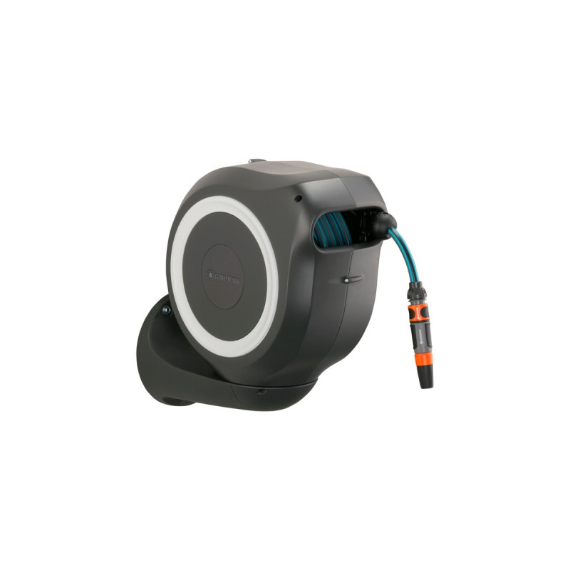 GARDENA Wand-Schlauchbox RollUp M, 20 Meter, Schlauchtrommel(grau)