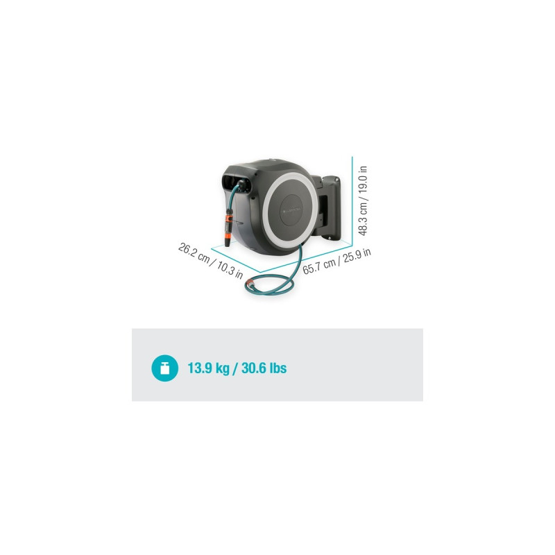 GARDENA Wand-Schlauchbox RollUp XL, 35 Meter, Schlauchtrommel(grau)