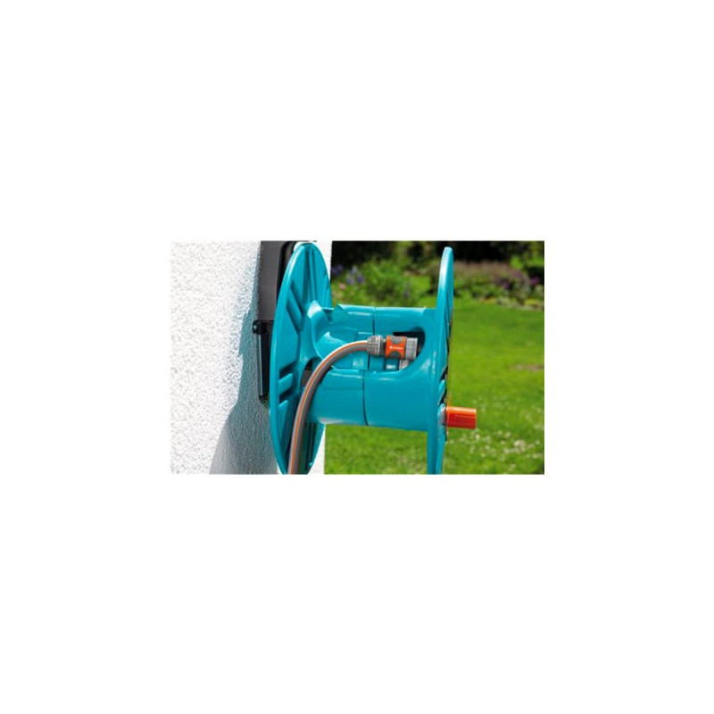 GARDENA Wand-Schlauchtrommel 60 mit Schlauchführungsrolle Classic(türkis/grau)