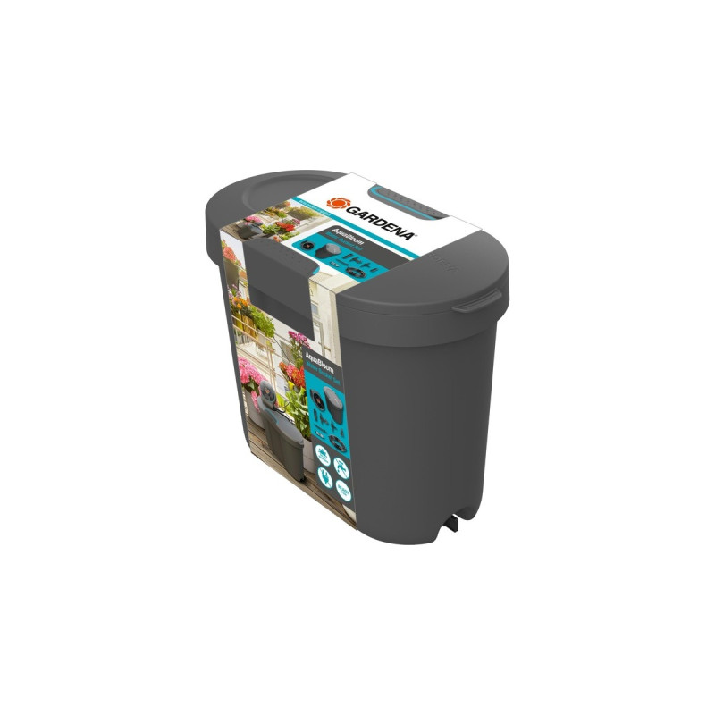 GARDENA Wasserbehälter für Solar-Bewässerung AquaBloom(anthrazit/türkis, 10,5 Liter)