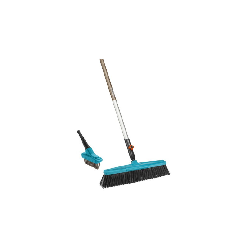 GARDENA combisystem-Straßenbesen + Fugenbürste M, Komplettangebot(türkis/holz, 45cm)