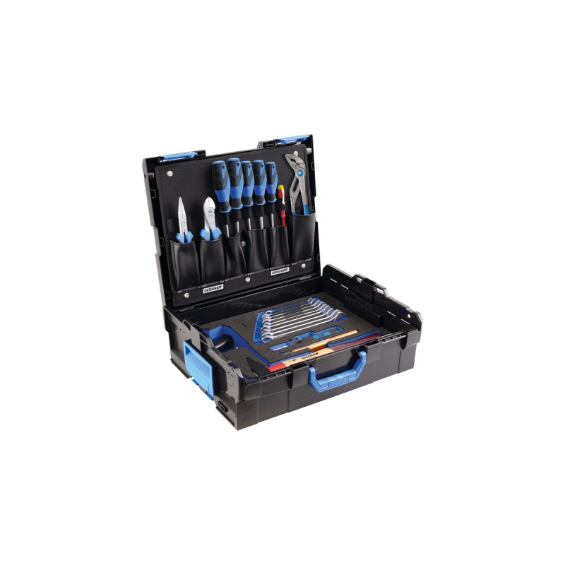 GEDORE Azubi-Sortiment in L-BOXX 136, 23-teilig, Werkzeug-Set(schwarz/blau, inkl. Säge, Zangen, Spannungsprüfer)