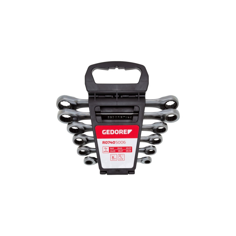 GEDORE Red Doppel-Ringratschenschlüssel-Satz, 6-teilig, Schraubenschlüssel(chrom, SW 8 - 19mm)