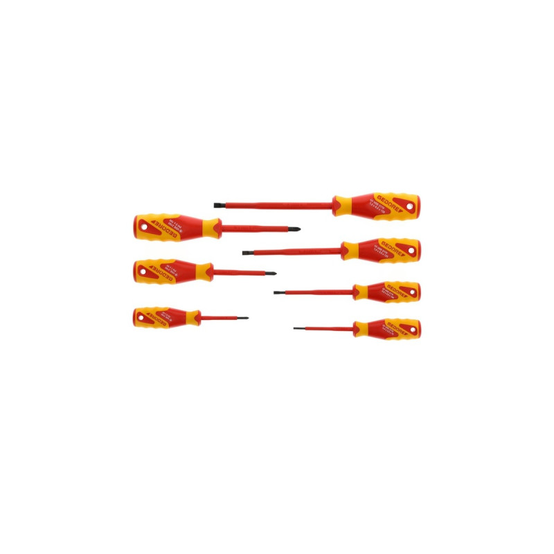 GEDORE VDE Schraubendreher-Satz, 7-teilig(rot/gelb, Schlitz- und Kreuzschlitz)