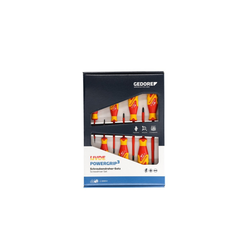 GEDORE VDE Schraubendreher-Satz, 7-teilig(rot/gelb, Schlitz- und Kreuzschlitz)